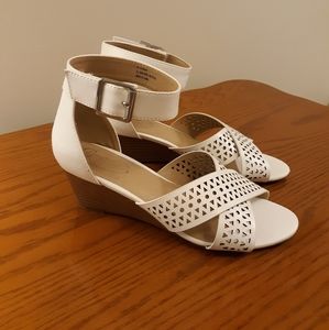Cato White Wedge Sandals
